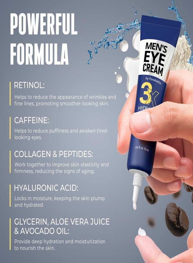 PENEBELLA Mens Eye Cream - Eye Bags Treatment for Men & Wrinkle Reduction | Collagen, Vitamin B3, Peptides, 5% Caffeine – Mens Under Eye Cream Bag Remover – Puffy Eyes Treatment for Men - Image 3